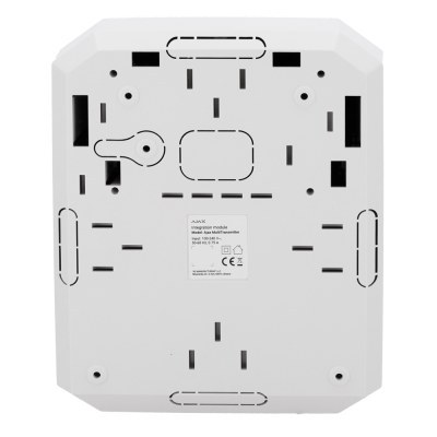 Módulo de integração AJAX branco com etiqueta central e ranhuras