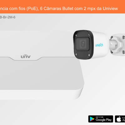 Sistema de videovigilância com câmaras bullet e dispositivo branco da Uniview