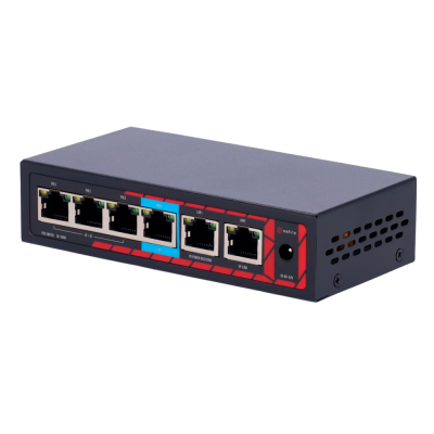 Safire Indoor Hi-PoE Extender Switch Aumenta o alcance da potência PoE 4 portas PoE + 2 Uplink RJ45-Safire SF-POE-EXT0604-60