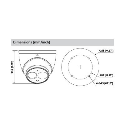 Câmara com fios (Coaxial) Turret Branca 20m  - Dahua HAC-HDW1200EM-A