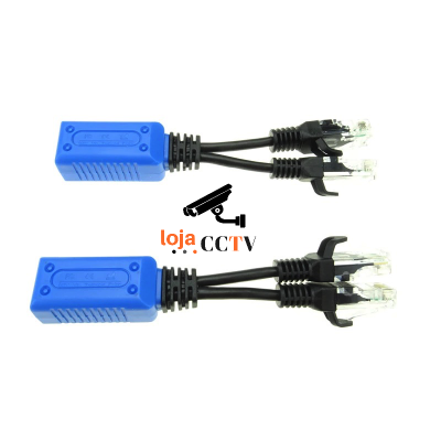 Par Splitter PoE 2-1 RJ45, Adaptador para ligar 2 câmaras PoE com 1 cabo