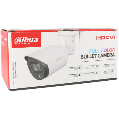 Câmara com fios (Coaxial) Bullet Branca 2mpx 3.6mm 20m IP67 - Dahua HAC-HFW1239T-LED