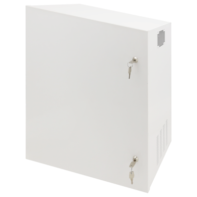 Armário metálico branco com fechaduras e chaves