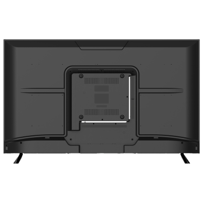 Televisor de ecrã plano visto de costas, preto com suportes finos