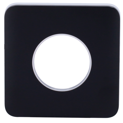 Emolduramento quadrado de interruptor preto fosco com orifício circular central