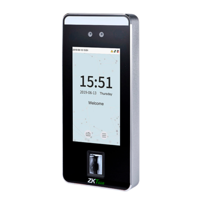 Controlo de acesso e presença Facial, palma da mão, impressão digital, cartão EM, e PIN 6.000 caras | 200.000 registos-ZKTeco ZK-VL-SPEEDFACE-V5L-P-1-W