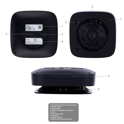 Sensor de temperatura , fumaça e CO, preto-Ajax AJ-FIREPROTECT2-HSC-SB-B