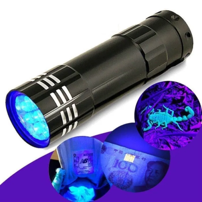 Lanterna Luz Negra Ultravioleta UV Fluorescente Verificar Notas Marcas