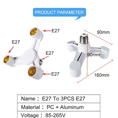 Candeeiro triplo lâmpadas casquilho grosso E27 led halogénio