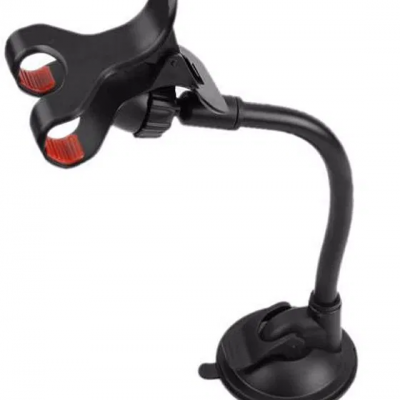 Suporte de telemóvel com ventosa e braços ajustáveis preto e vermelho