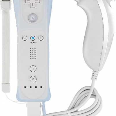 Comando de jogo branco com botões e pulseira