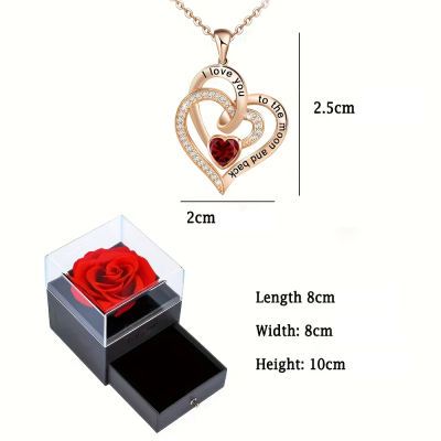 Presente Especial com Colar "I Love You to the Moon and Back" e Rosa Eternizada