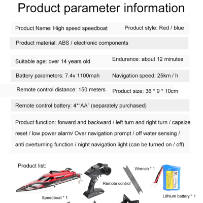 Barco telecomandado RAPIDO radio controle RC Lago Rio Mar