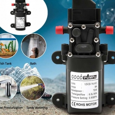 Mini bomba de água elétrica ALTA PRESSÃO 12v 72w 6L/min 130psi 7kg pressão