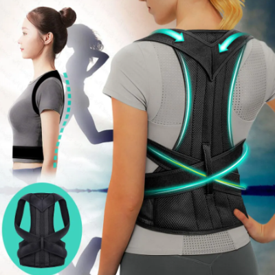 Corretor ajustável da postura traseira, alças de ombro e cintura respiráveis costas