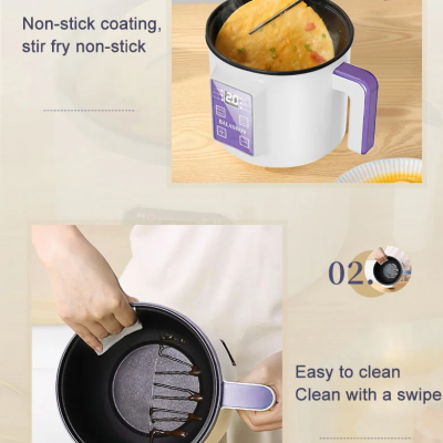 Panela Elétrica Multifunções 220V Cozinhar Arroz Sopas Massa Legumes Portátil com Camada Dupla e Temporizador Digital