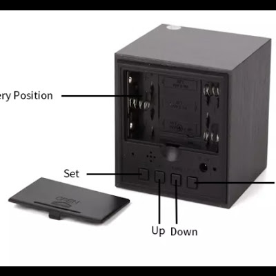 Relógio Digital Cubo Madeira Despertador Termómetro LED