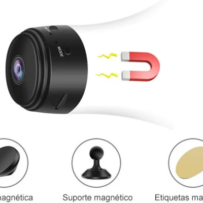Mini Câmara WiFi Sem Fios Câmera de Vigilância com Visão Noturna, Detecção de Movimento e Monitoramento Remoto via App