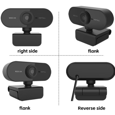 Webcam HD 1080P USB com Microfone Integrado e Rotação Manual 360° Videochamadas Aulas Online Conferências