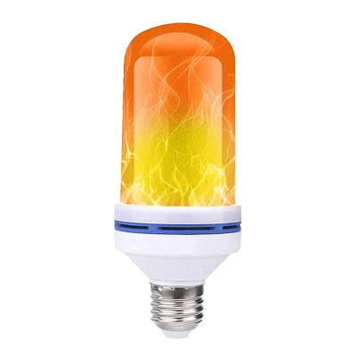 Lâmpada LED com efeito de chama laranja e amarelo em cúpula de vidro