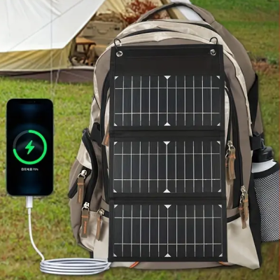 Painel solar 18w carregador solar portatil USB e USB C Dobrável viagem caminhada campismo