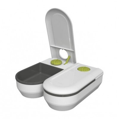 Alimentador dispensador duplo cão gato animais com temporizador até 48h gelo