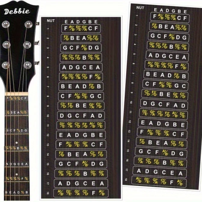 Adesivos Notas para Guitarra Viola Educativos Kit Completo para Escala Fretboard Autocolantes Didáticos Fácil Aplicação e Remoção Aprendizagem Rápida das Notas Musicais