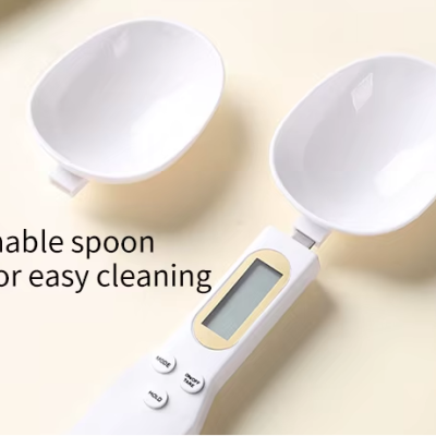 Balança digital cozinha branca com duas tigelas removíveis e visor digital