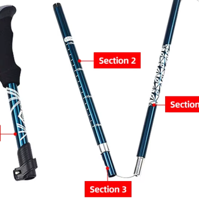 Bastão trekking ajustável bengala para caminhada acampamento dobrável com saco transporte NOVO