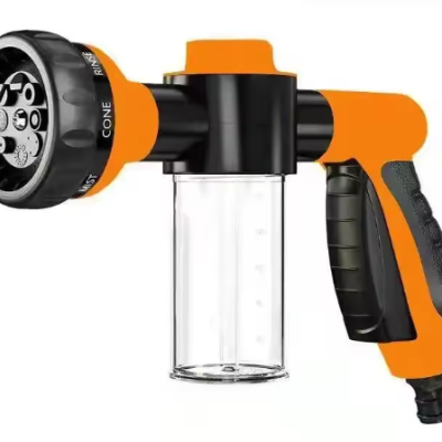 Pistola Água Portátil Dispensador Sabão Mangueira com Lança de Espuma Alta Pressão 8 Tipos de Jato Ajustáveis Lavagem de Carros Limpeza de Jardim Irrigação
