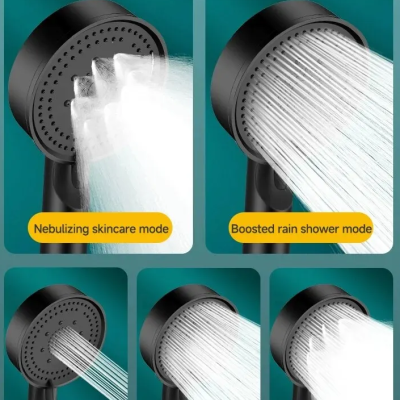 Chuveiro de Mão 6 Modos com Design Rain Shower, Fluxo Suave e Ajuste de Jato Moderno e Elegante