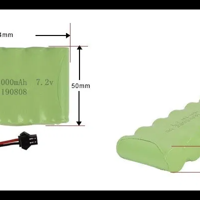 Bateria recarregável NI-MH verde com texto e dimensões em milímetros