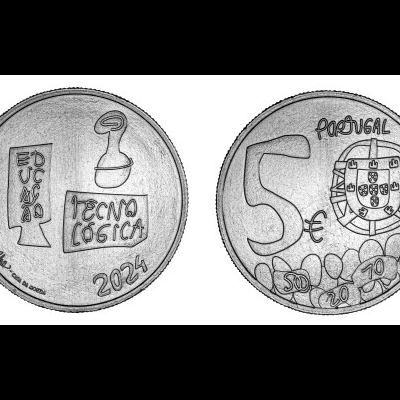 Moeda comemorativa 5€ 5 EUROS O Conhecimento 2024 Desenhar a moeda NOVO