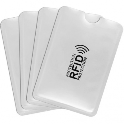 Capas brancas para cartão com proteção RFID e texto preto