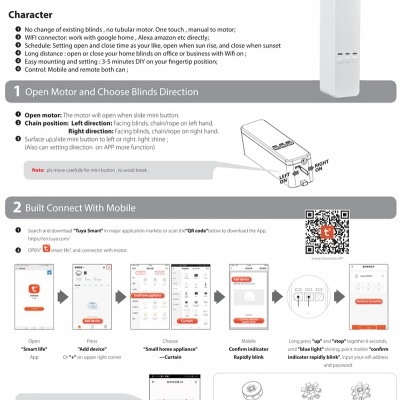 Manual do controlador de motor para correntes de estores RSH-MC08 com textos e diagramas