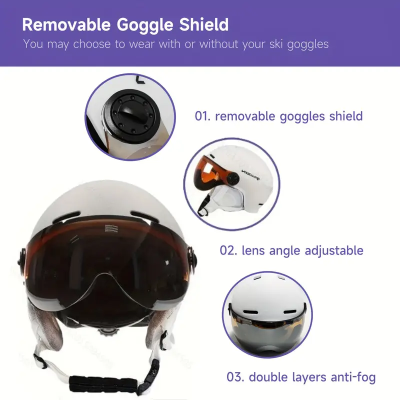 Capacete ski esqui snowboard neve quente 2 em 1 COM VISEIRA UV