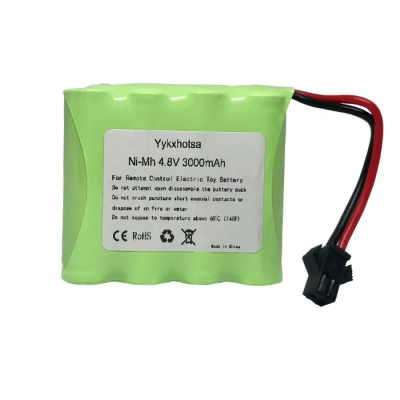 Bateria recarregável Ni-MH verde com cabos e etiqueta