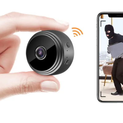 Mini Câmara WiFi Sem Fios Câmera de Vigilância com Visão Noturna, Detecção de Movimento e Monitoramento Remoto via App