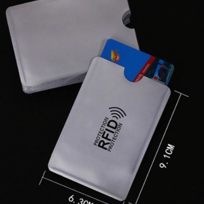 Porta-cartões branco anti-RFID com cartão azul