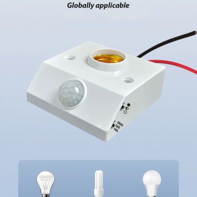 Suporte de lâmpada branco com sensor de movimento e fios