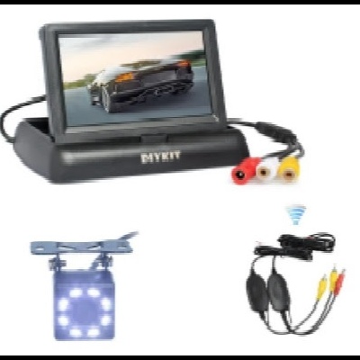 Monitor digital com suporte LED e cabos áudio/vídeo em fundo branco