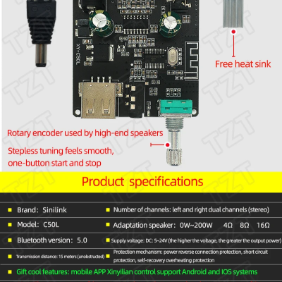 Amplificador audio bluetooth jack 20w + 20w telemovel computador colunas speakers