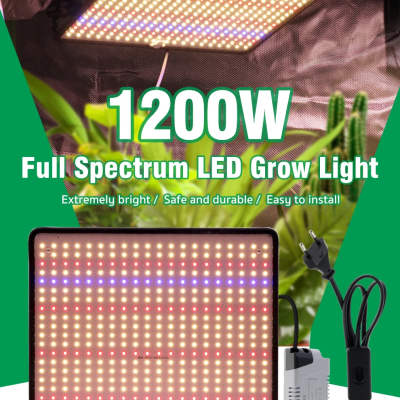 Lâmpada de cultivo LED quadrada 1200W com LEDs coloridos e acessórios
