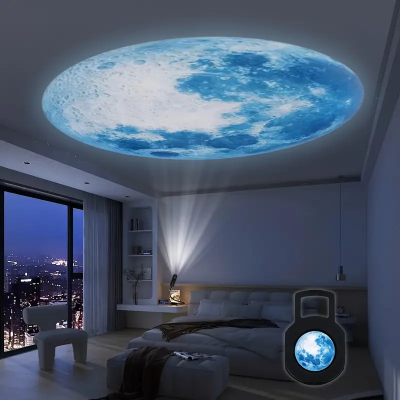 Projector globo lua teto decoração quarto casa crianças rotativo 360º USB