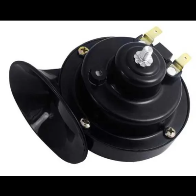 Buzina automóvel preta com terminais elétricos