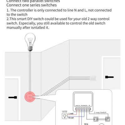 Interruptor Inteligente WiFi 16A Tuya Smart Switch 2 vias Mini Disjuntor Inteligente Alexa e Google Assistant