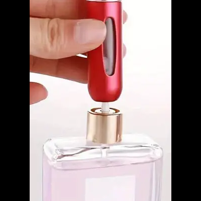 Frasco de perfume com atomizador recarregável vermelho