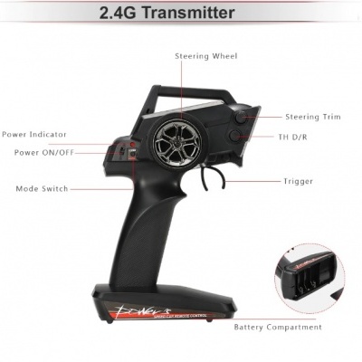 Carro telecomandado grande Radiomodelismo SUPER RAPIDO 50KM/h Wltoys TT 4X4 LED