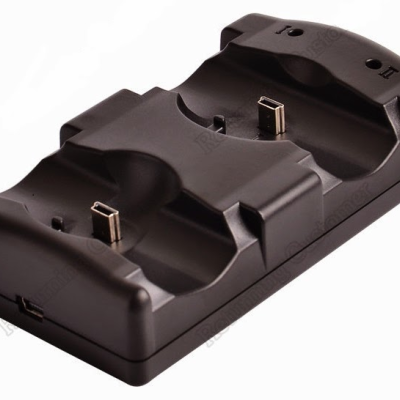 Base de carregamento dupla preta com conectores USB-C