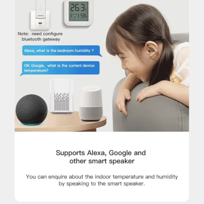 Medidor temperatura humidade sensor bluetooth casa interior exterior tuya alexa google home LCD